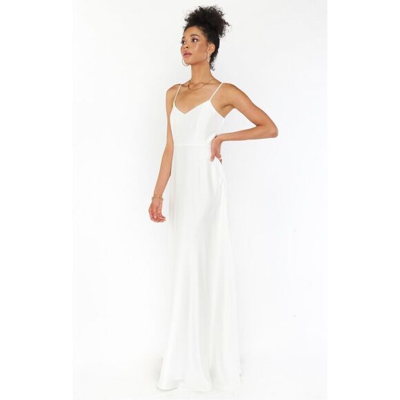 Show Me Your MUMU Faith Maxi Dress in Ivory Luxe Satin NEW NWT - Picture 1 of 7